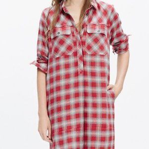 Madewell Red Flannel Plaid Dress Size M Medium